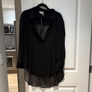 DKNY Black Sheer Button Down Shirt